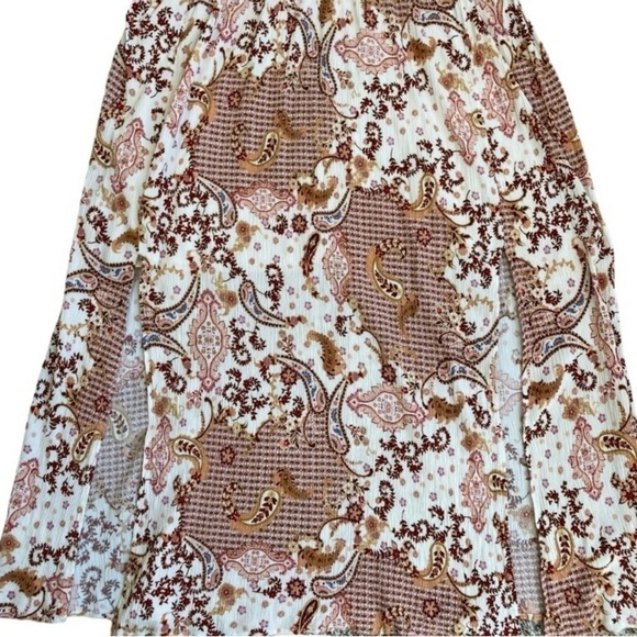 Cato Boho Peasant Style Maxi Dress Multicolor Floral Paisley Front Slits 14-16 - Picture 9 of 16
